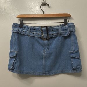 Princess Polly Cargo MicroMini Blue Denim Skirt Sz 12 Y2K Party Nightclub Bratz